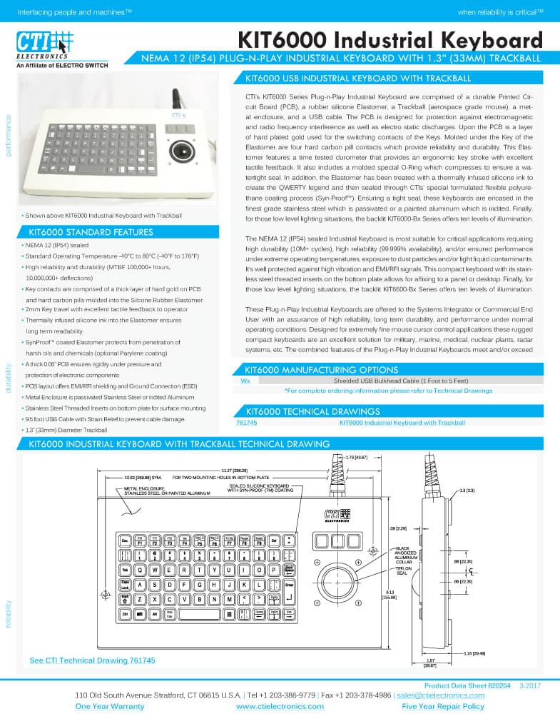 CTI Plug-n-Play Industrial Keyboard Range