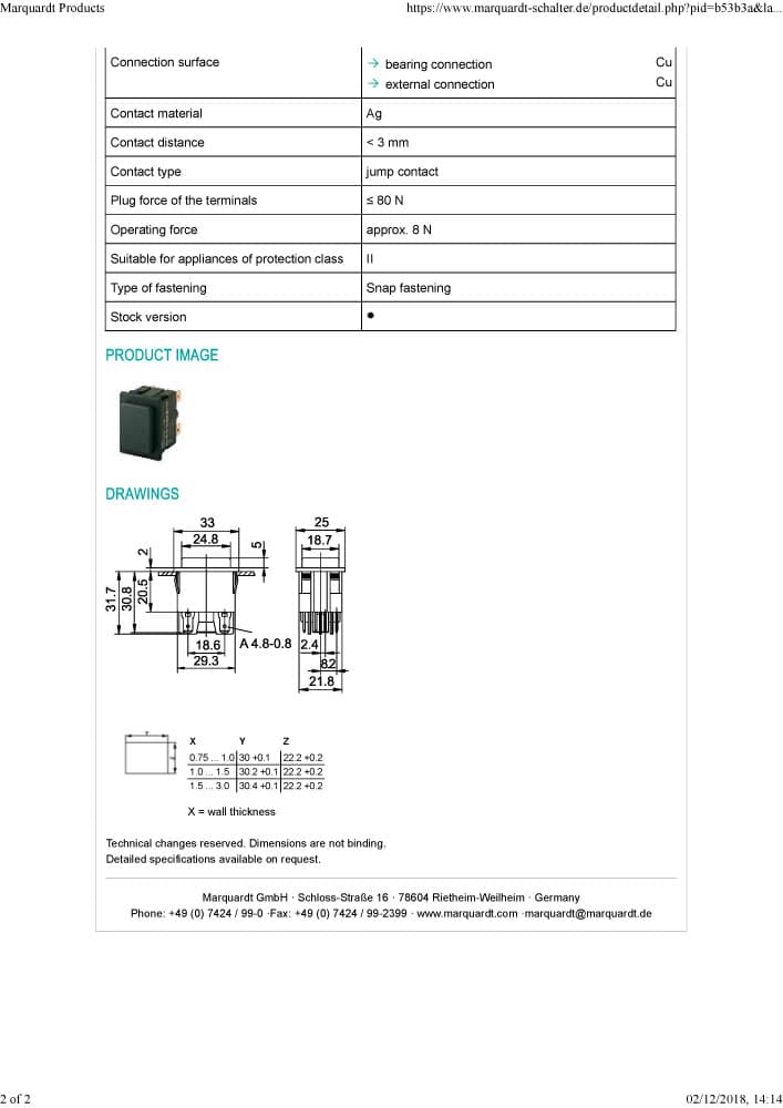 Marquardt Single and Double Pole Push Button Switches- Series 1660