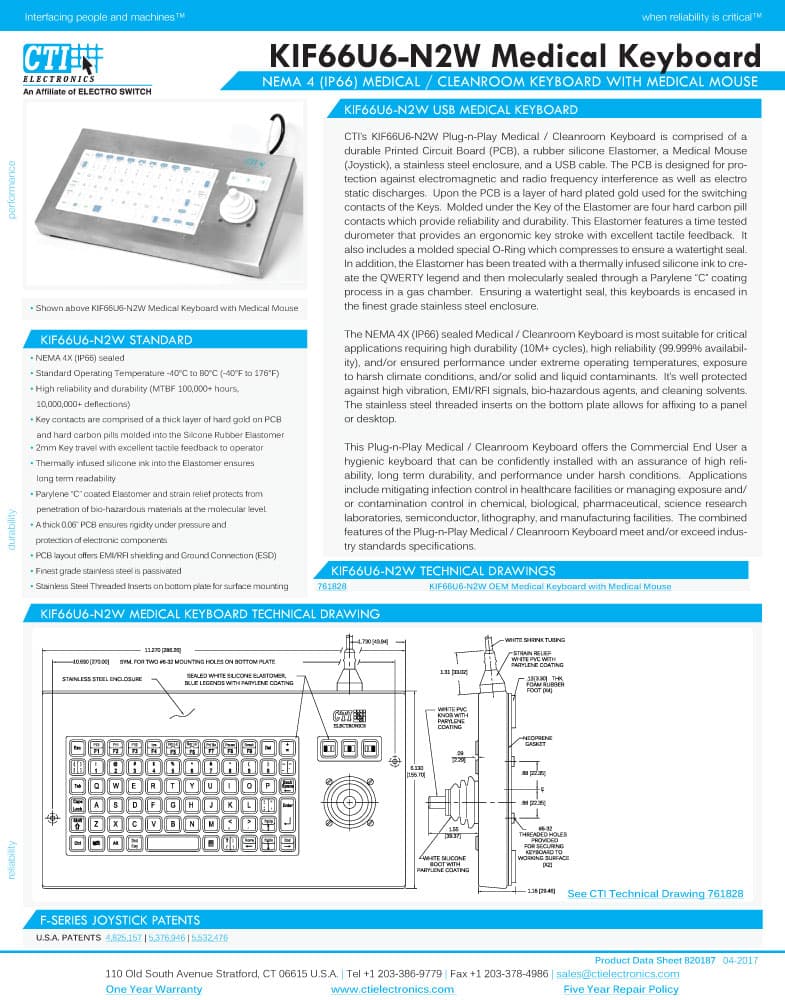 CTI Medical Keyboard Range (Panel Mount)
