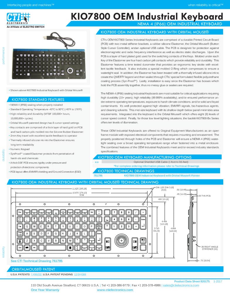 CTI OEM Industrial Keyboard Range