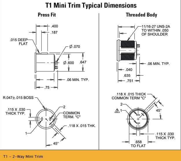 OTTO T1 2-Way Mini Trim Switch Range