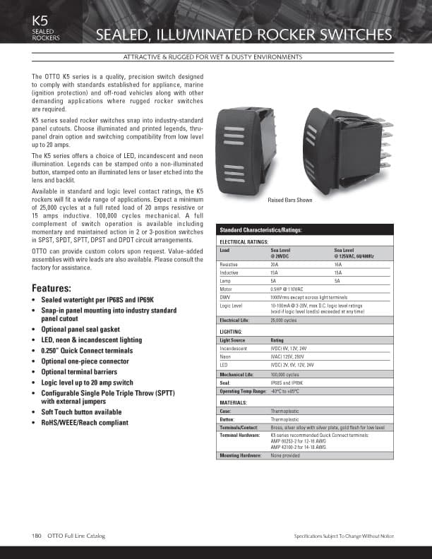 OTTO K5 Sealed Rocker Switch Range