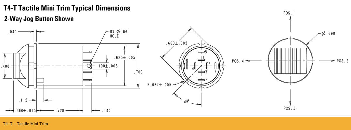 OTTO T4-T Tactile Miniature Trim Switch Range