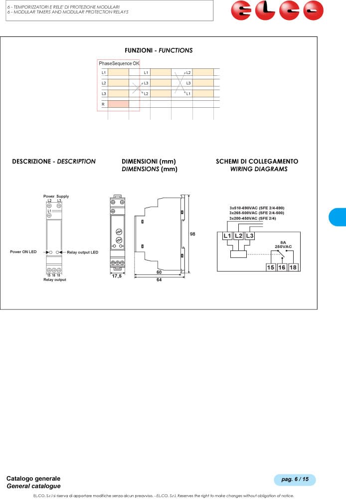 Elco Phase Sequence Relay - SFE24 Series