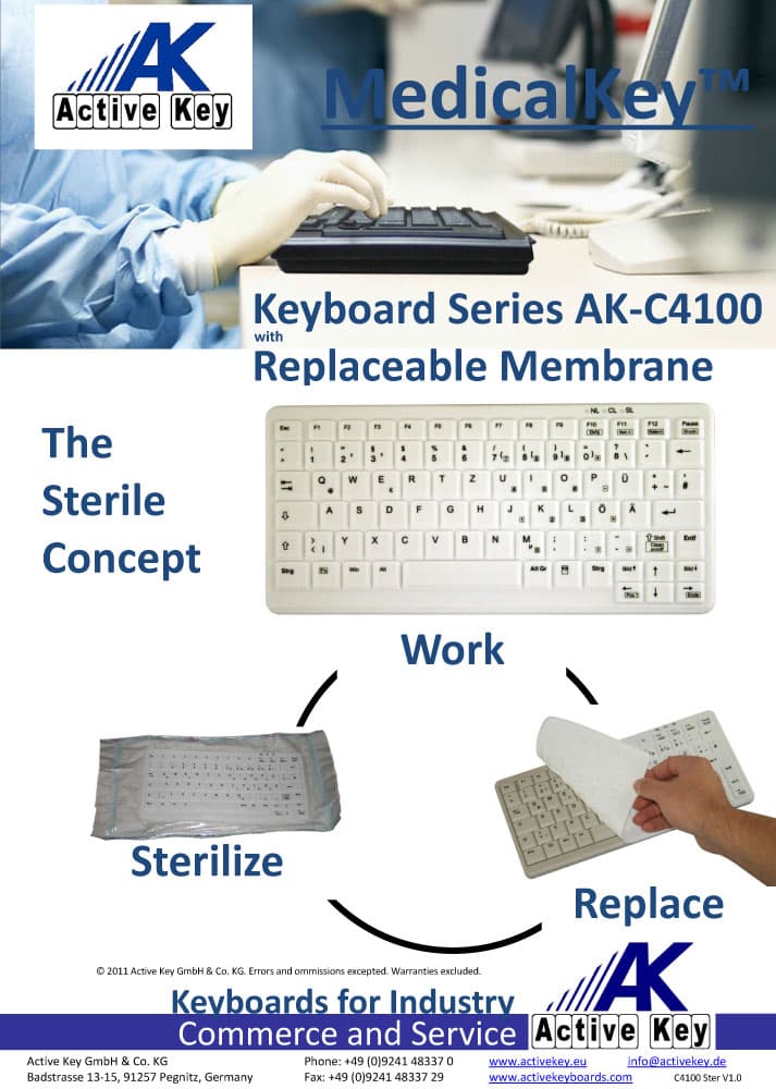 Active Key AK-C4100 Sanitizable Mini Keyboard