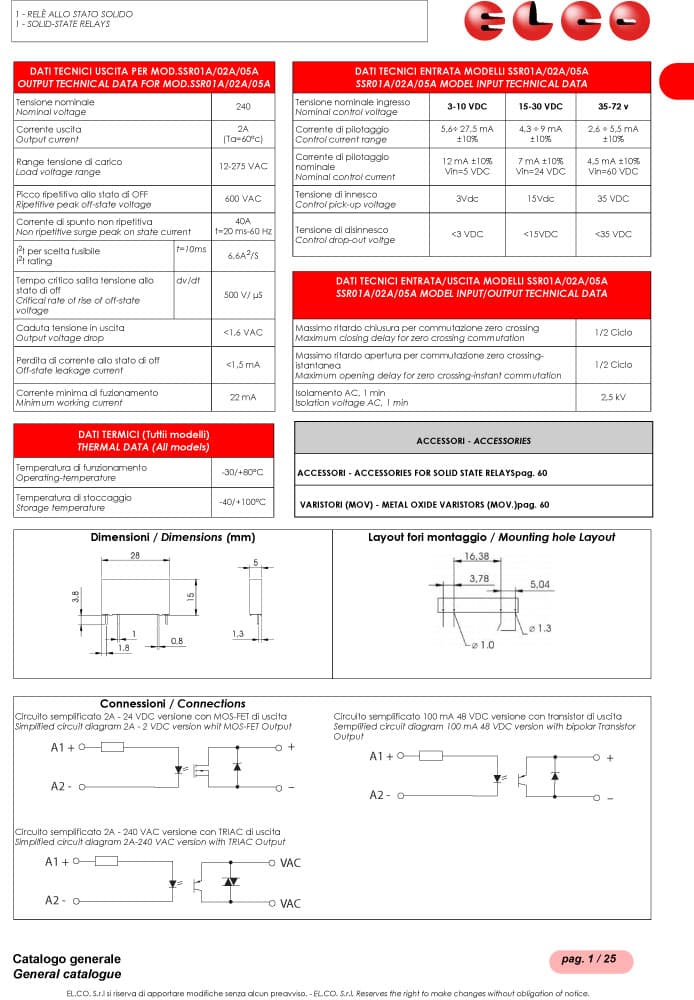 Elco Solid State Relays - SSR0 Series