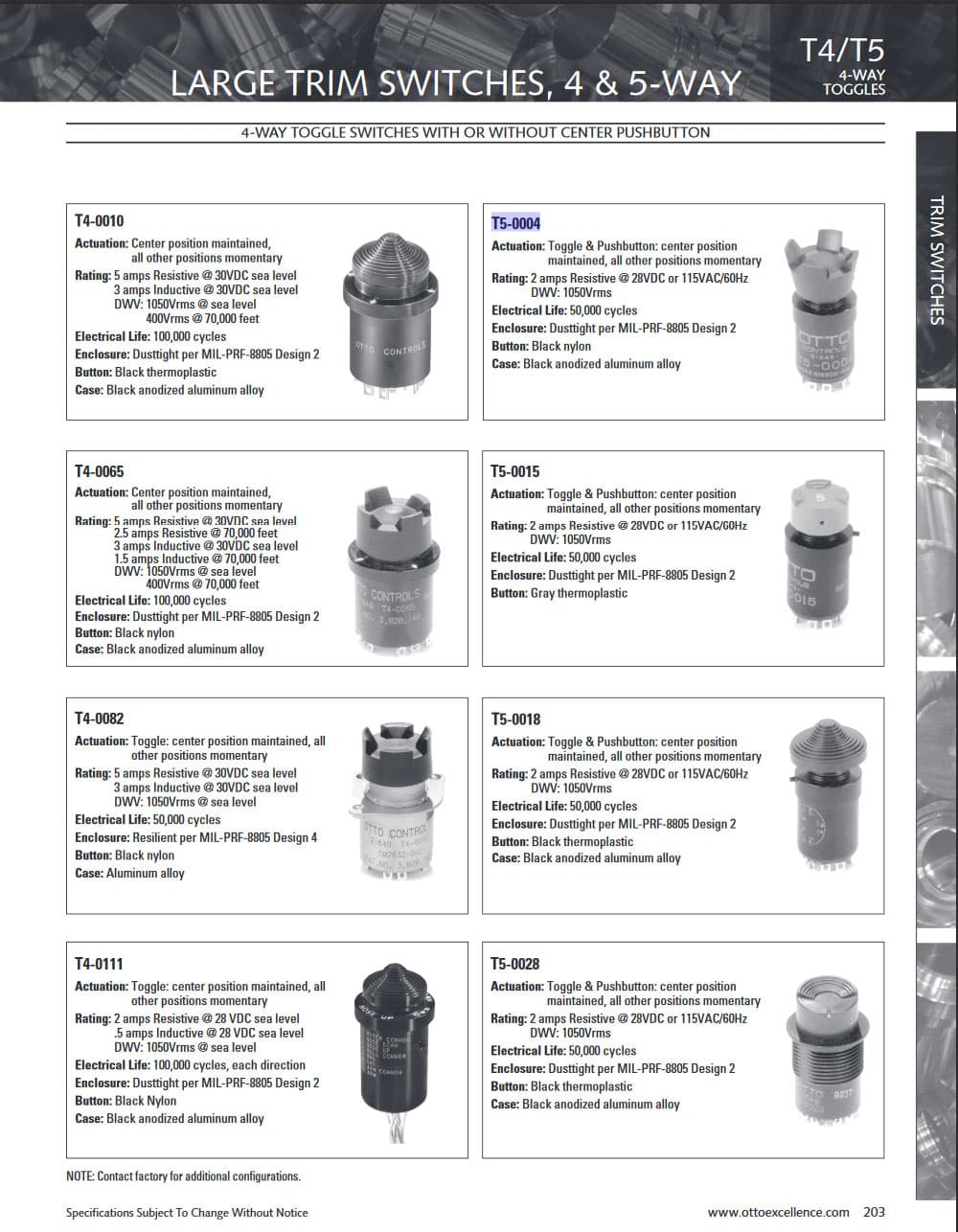 OTTO T4/T5 Large Trim Switch Range